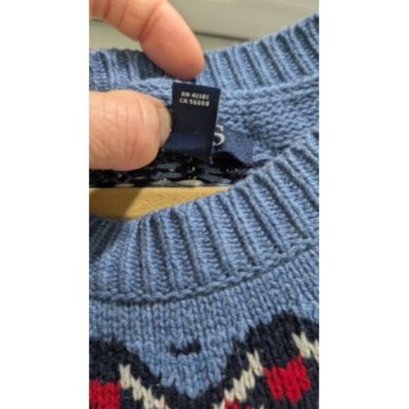 Chaps Sweater Women's Large Fair Isle Red White Blue Heritage Patriotic Cotton - Picture 6 of 14